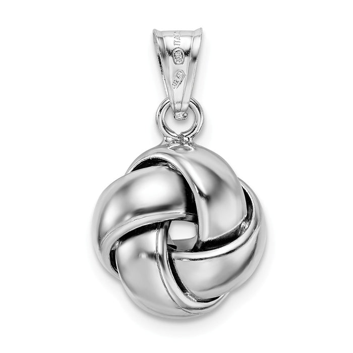 Million Charms 925 Sterling Silver Rhodium-Plated Polished Love Knot Pendant