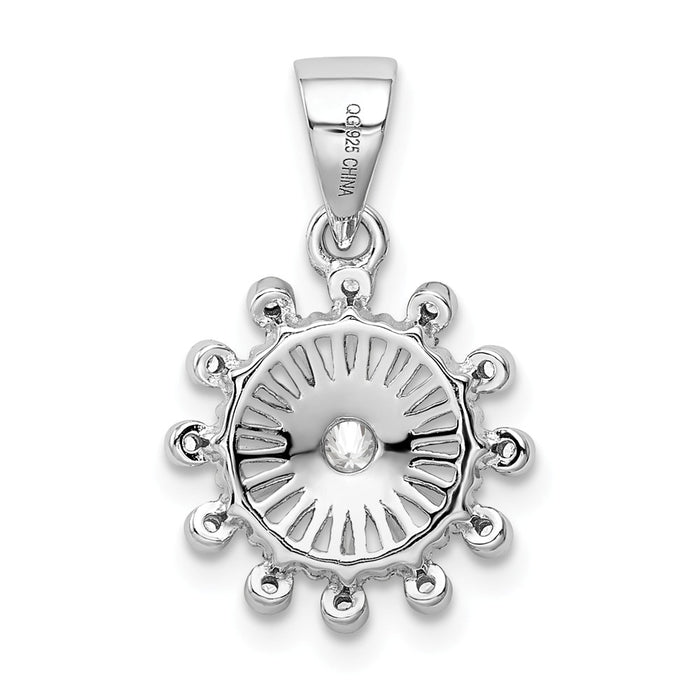 Million Charms 925 Sterling Silver Rhodium-Plated (Cubic Zirconia) CZ Baguette Snowflake Pendant