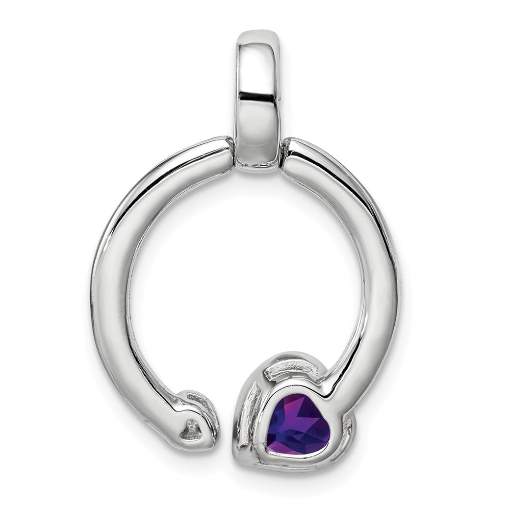 Million Charms 925 Sterling Silver Pink Quartz & Diamond Hearts In Circle Pendant