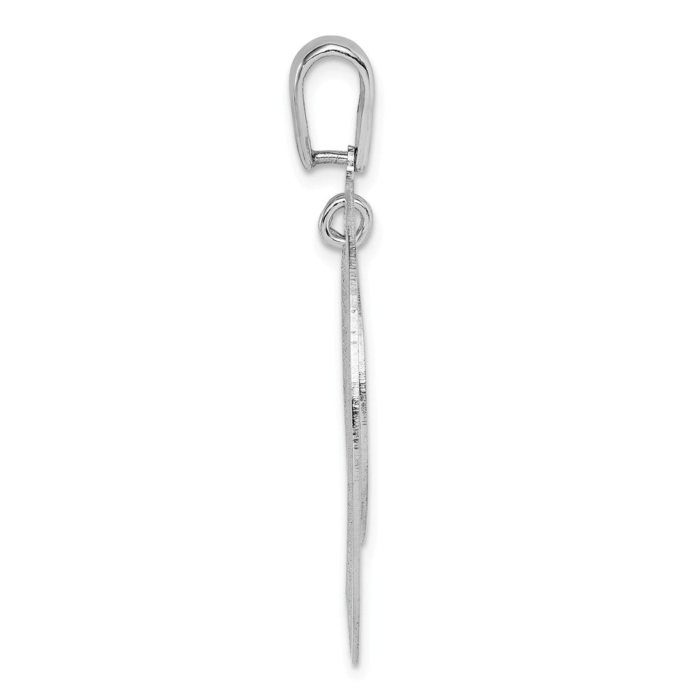 Million Charms 925 Sterling Silver Rhodium-Plated Textured Disc In Circle Pendant
