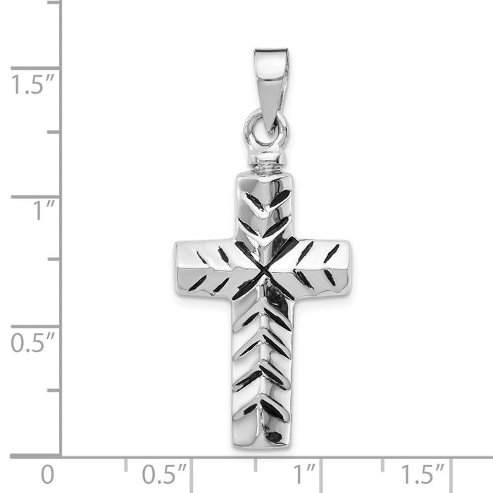 Million Charms 925 Sterling Silver Rhodium-Plated Enameled Relgious Cross Ash Holder Pendant