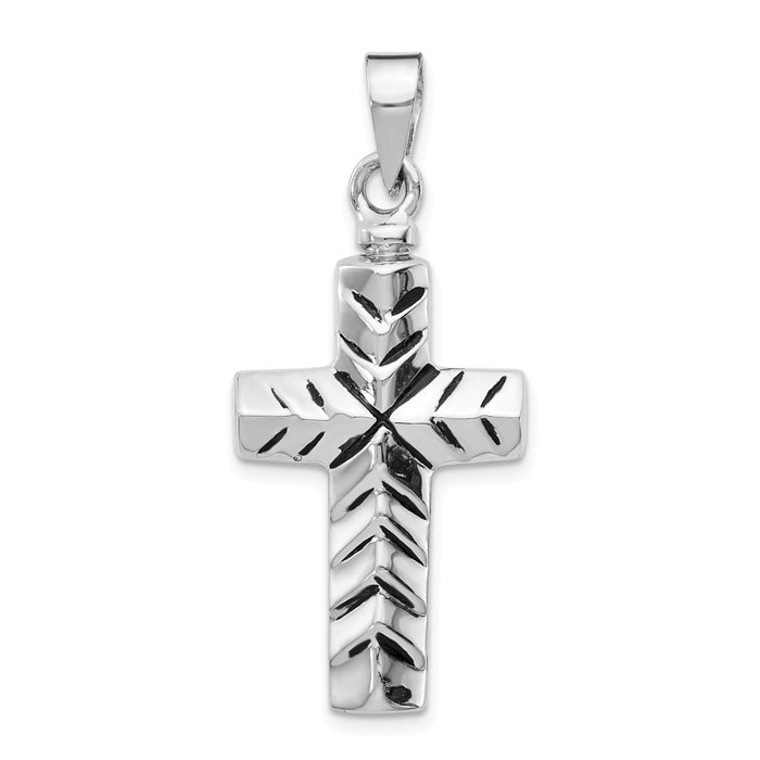 Million Charms 925 Sterling Silver Rhodium-Plated Enameled Relgious Cross Ash Holder Pendant