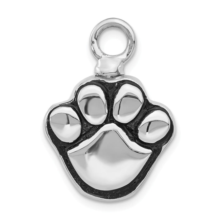 Million Charms 925 Sterling Silver Rhodium-Plated Enameled Paw Ash Holder Bottle Pendant