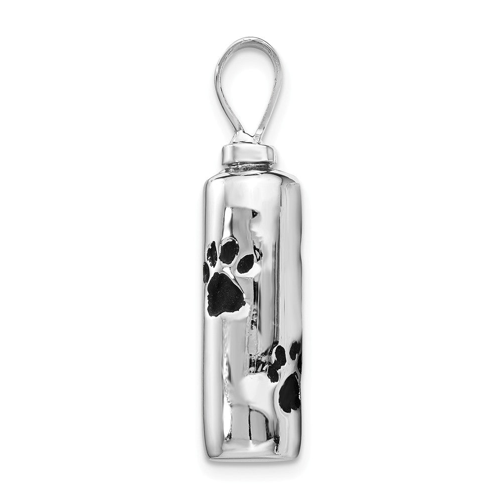 Million Charms 925 Sterling Silver Rhodium-Plated Enameled Paw Prints Ash Holder Pendant