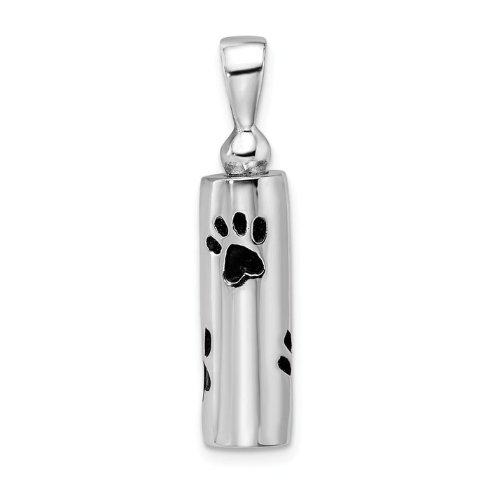 Million Charms 925 Sterling Silver Rhodium-Plated Enameled Paw Prints Ash Holder Pendant