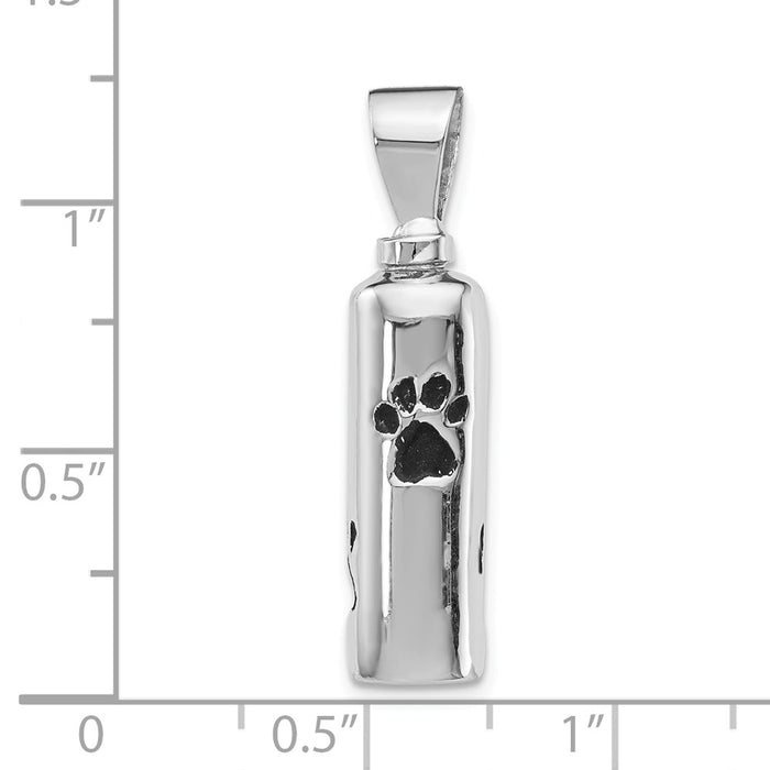 Million Charms 925 Sterling Silver Rhodium-Plated Enameled Paw Prints Ash Holder Pendant