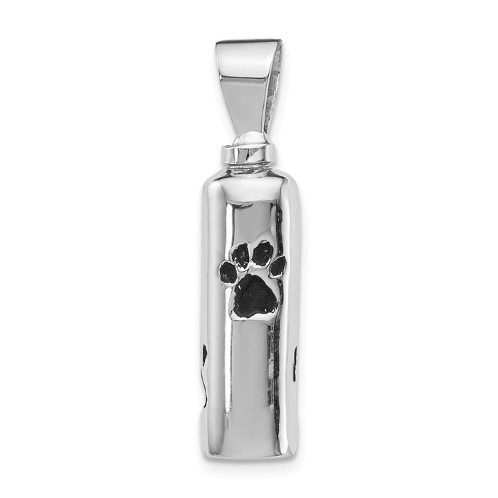 Million Charms 925 Sterling Silver Rhodium-Plated Enameled Paw Prints Ash Holder Pendant
