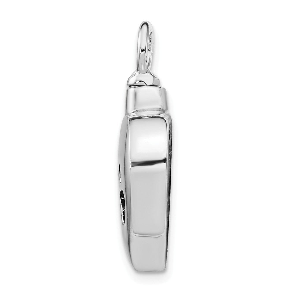 Million Charms 925 Sterling Silver Rhodium-Plated Enameled Paw Prints Heart Ash Holder Pendant