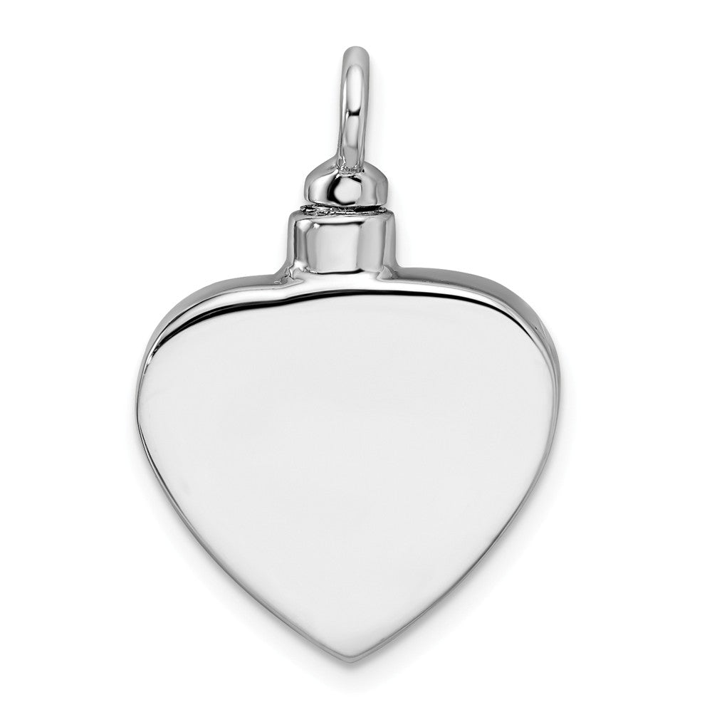 Million Charms 925 Sterling Silver Rhodium-Plated Enameled Paw Prints Heart Ash Holder Pendant