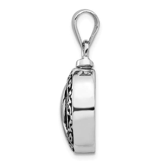 Million Charms 925 Sterling Silver Rhodium-Plated Enameled Praying Hands Ash Holder Pendant