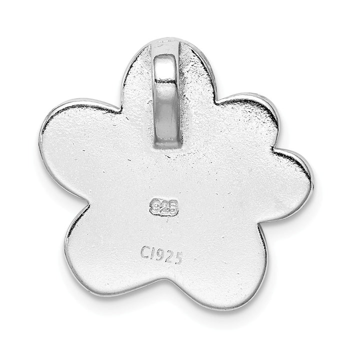 Million Charms 925 Sterling Silver Rhodium-Plated Created Opal Inlay Paw Print Chain Slide