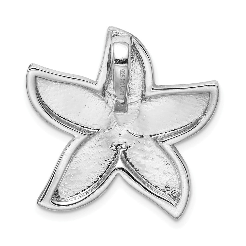 Million Charms 925 Sterling Silver Rhodium-Plated Created Blue Opal Nautical Starfish Slide
