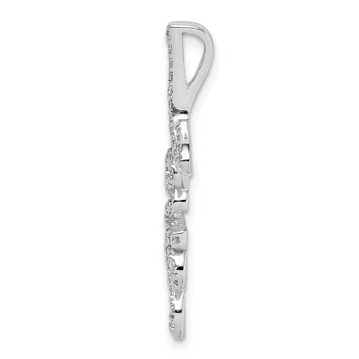Million Charms 925 Sterling Silver Rhodium-plated Plated (Cubic Zirconia) CZ Love Chain Slide