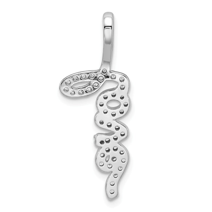 Million Charms 925 Sterling Silver Rhodium-plated Plated (Cubic Zirconia) CZ Love Chain Slide