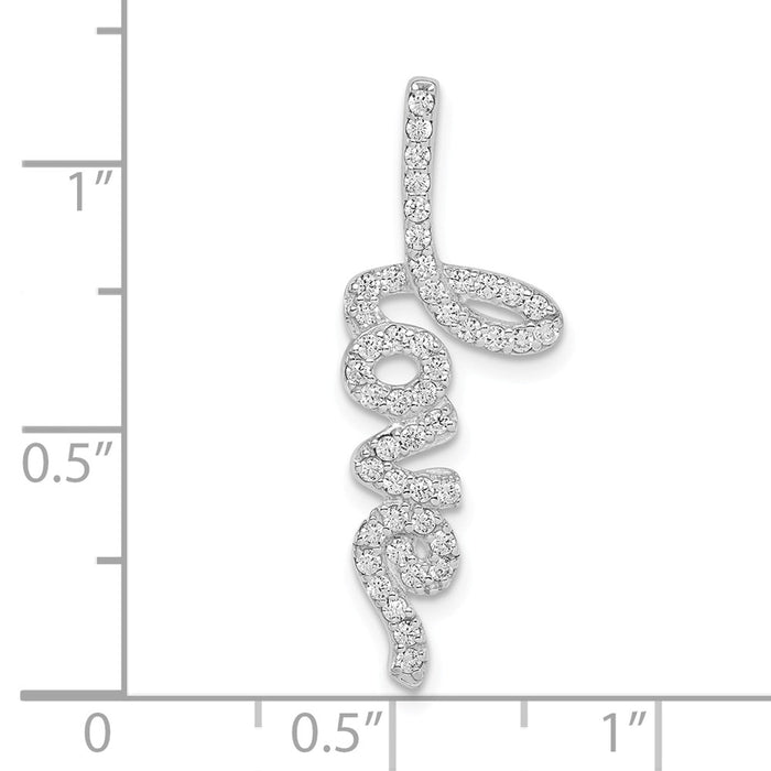 Million Charms 925 Sterling Silver Rhodium-plated Plated (Cubic Zirconia) CZ Love Chain Slide