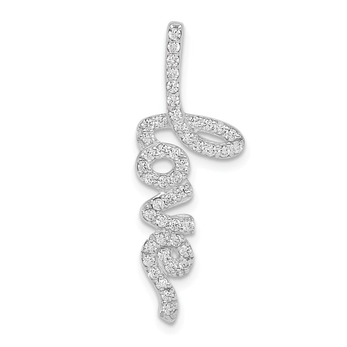 Million Charms 925 Sterling Silver Rhodium-plated Plated (Cubic Zirconia) CZ Love Chain Slide