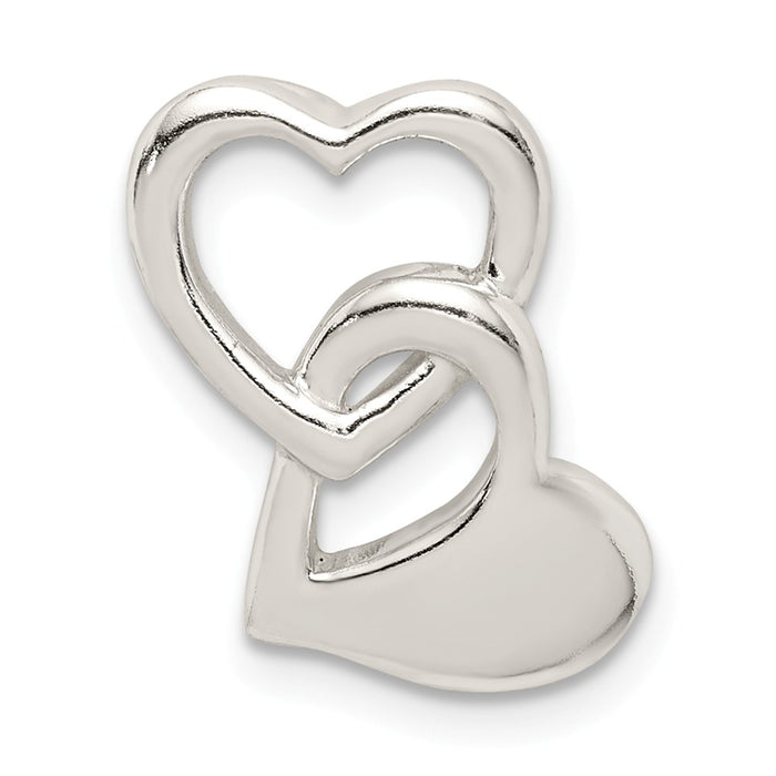 Million Charms 925 Sterling Silver Intertwined Hearts Chain Slide