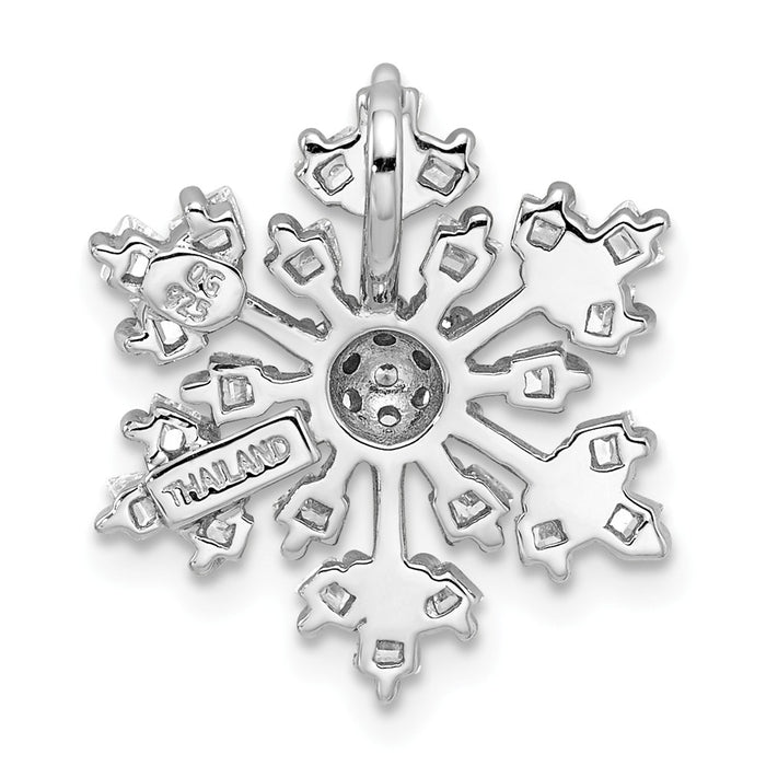 Million Charms 925 Sterling Silver Rhodium-Plated (Cubic Zirconia) CZ Snowflake Chain Slide