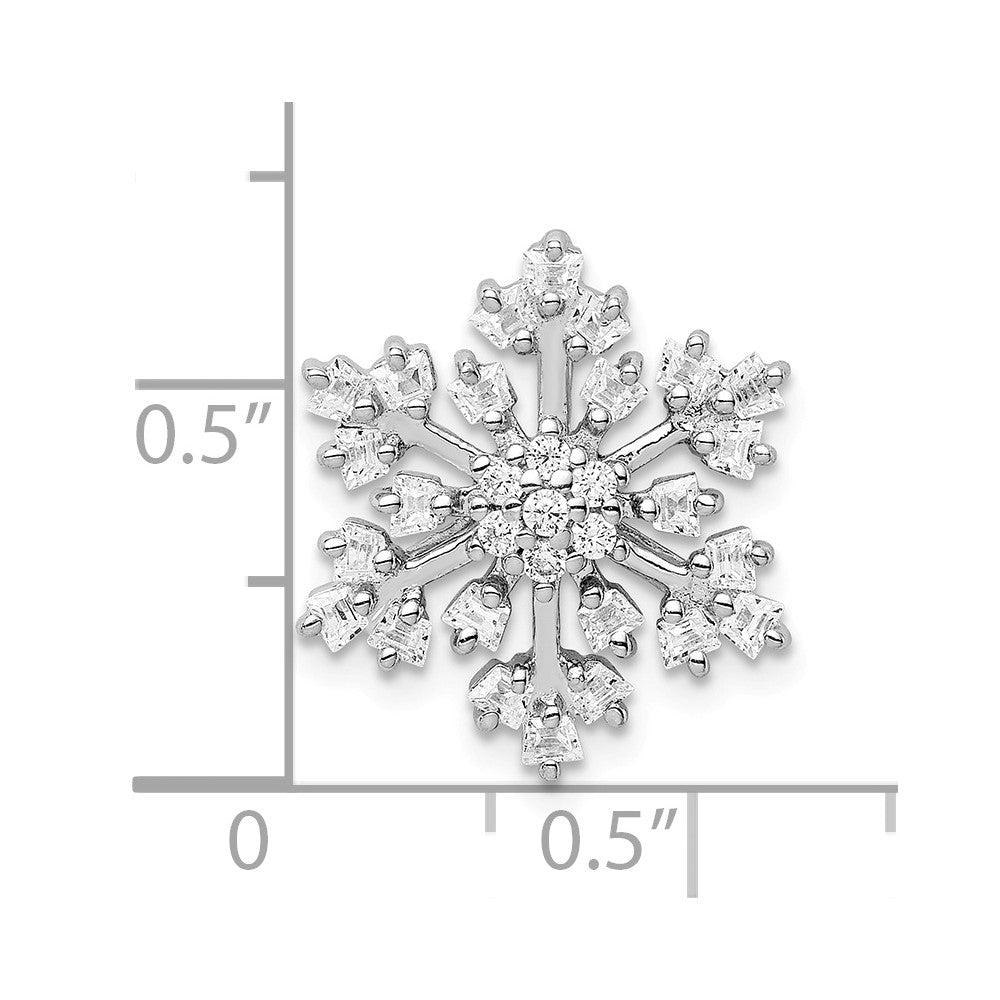 Million Charms 925 Sterling Silver Rhodium-Plated (Cubic Zirconia) CZ Snowflake Chain Slide