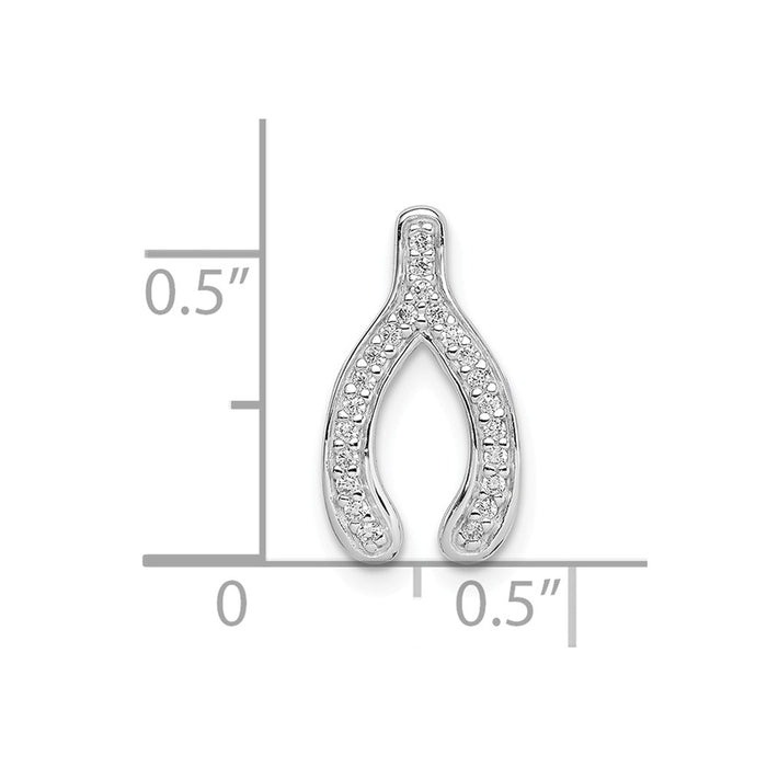 Million Charms 925 Sterling Silver Rhodium-plated Plated (Cubic Zirconia) CZ Wishbone Slide