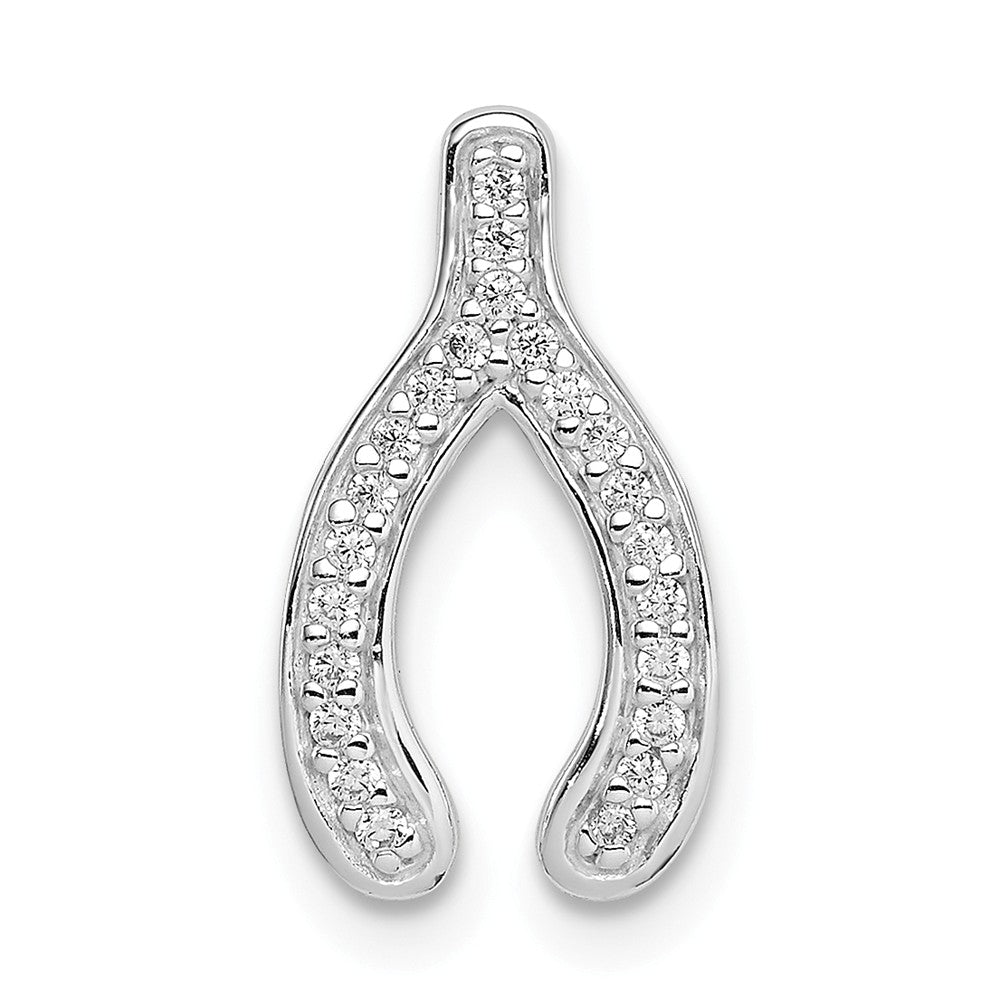 Million Charms 925 Sterling Silver Rhodium-plated Plated (Cubic Zirconia) CZ Wishbone Slide
