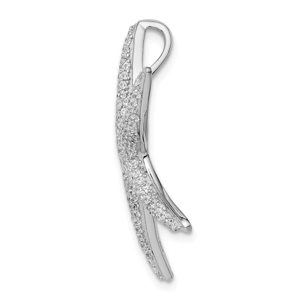 Million Charms 925 Sterling Silver Rhodium-Plated Pave (Cubic Zirconia) CZ Nautical Starfish Chain Slide