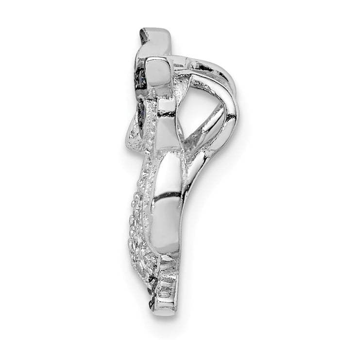 Million Charms 925 Sterling Silver Rhodium-Plated Black, Clear (Cubic Zirconia) CZ Owl Chain Slide