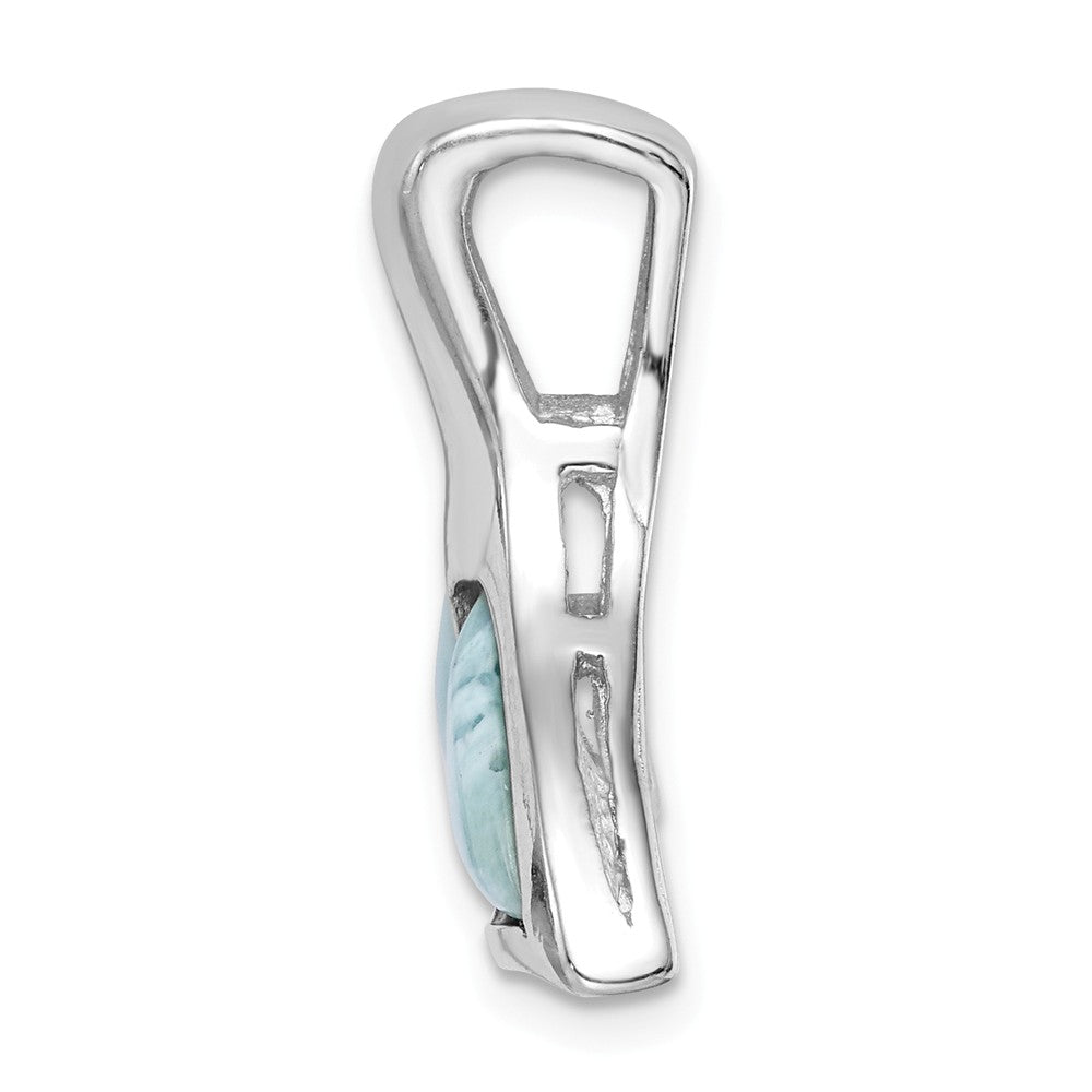 Million Charms 925 Sterling Silver Rhodium-Plated Larimar Whale Tail Slide