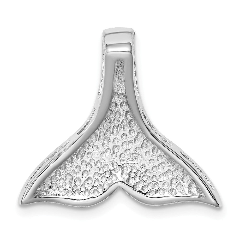 Million Charms 925 Sterling Silver Rhodium-Plated Larimar Whale Tail Slide