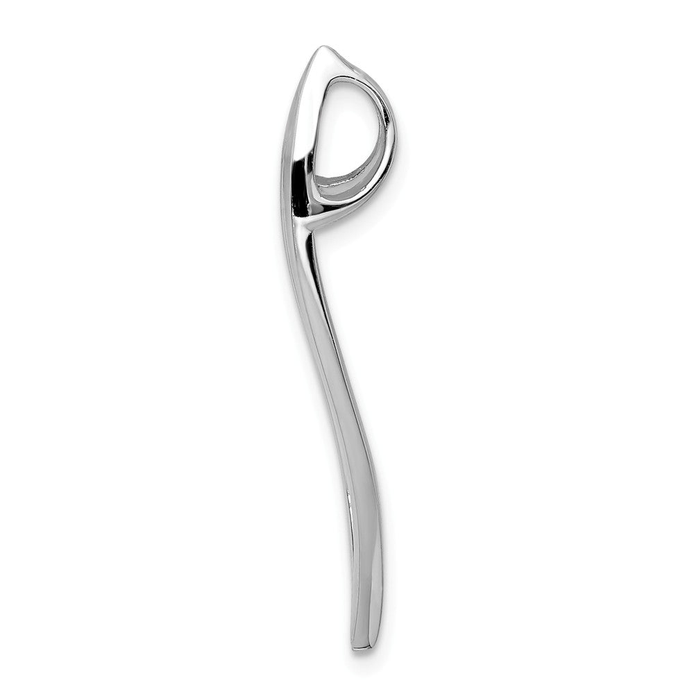 Million Charms 925 Sterling Silver Rhodium-Plated Curved Open Leaf Slide