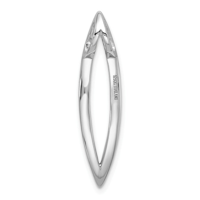Million Charms 925 Sterling Silver Rhodium-Plated Curved Open Leaf Slide
