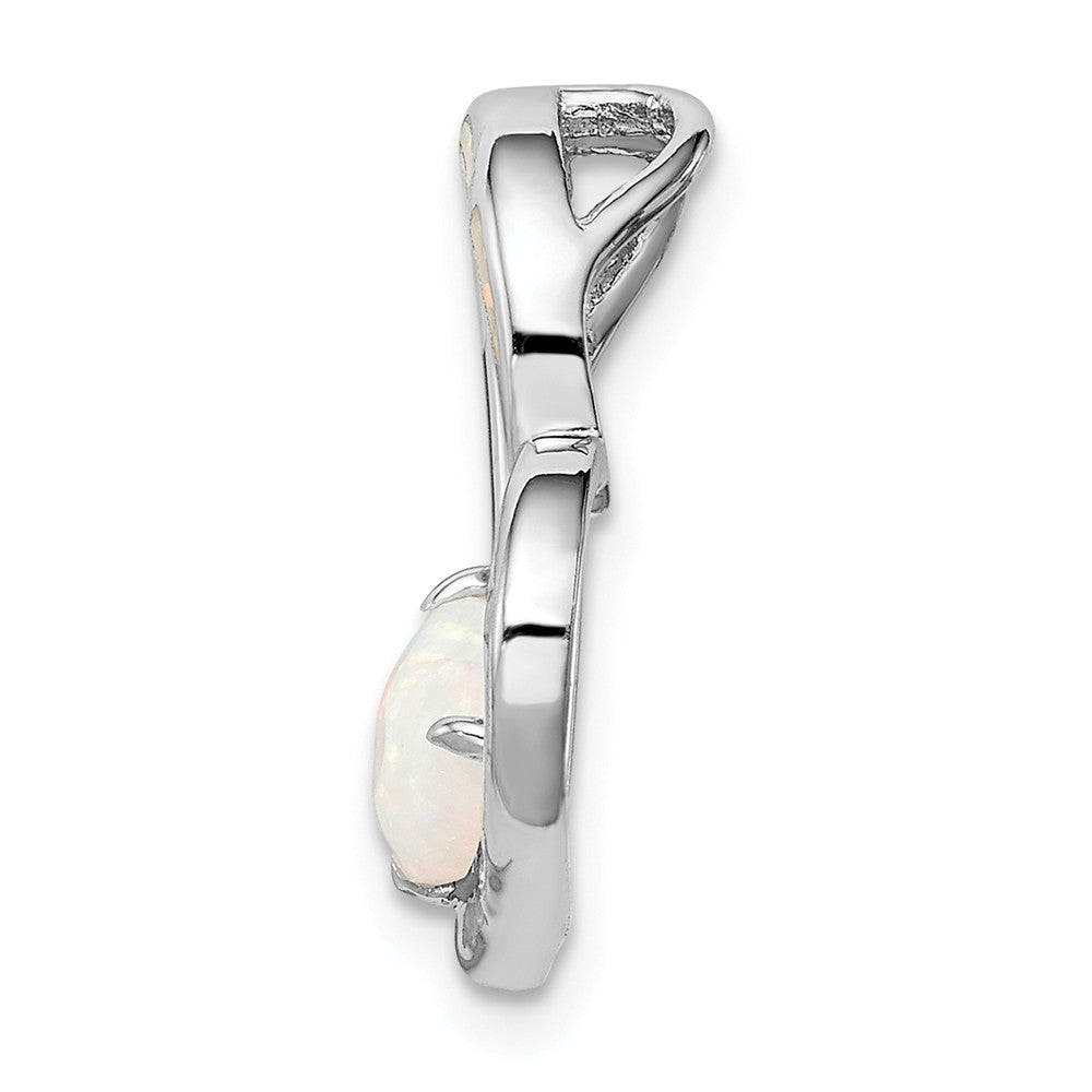Million Charms 925 Sterling Silver Rhodium-Plated Created Opal Heart Chain Slide