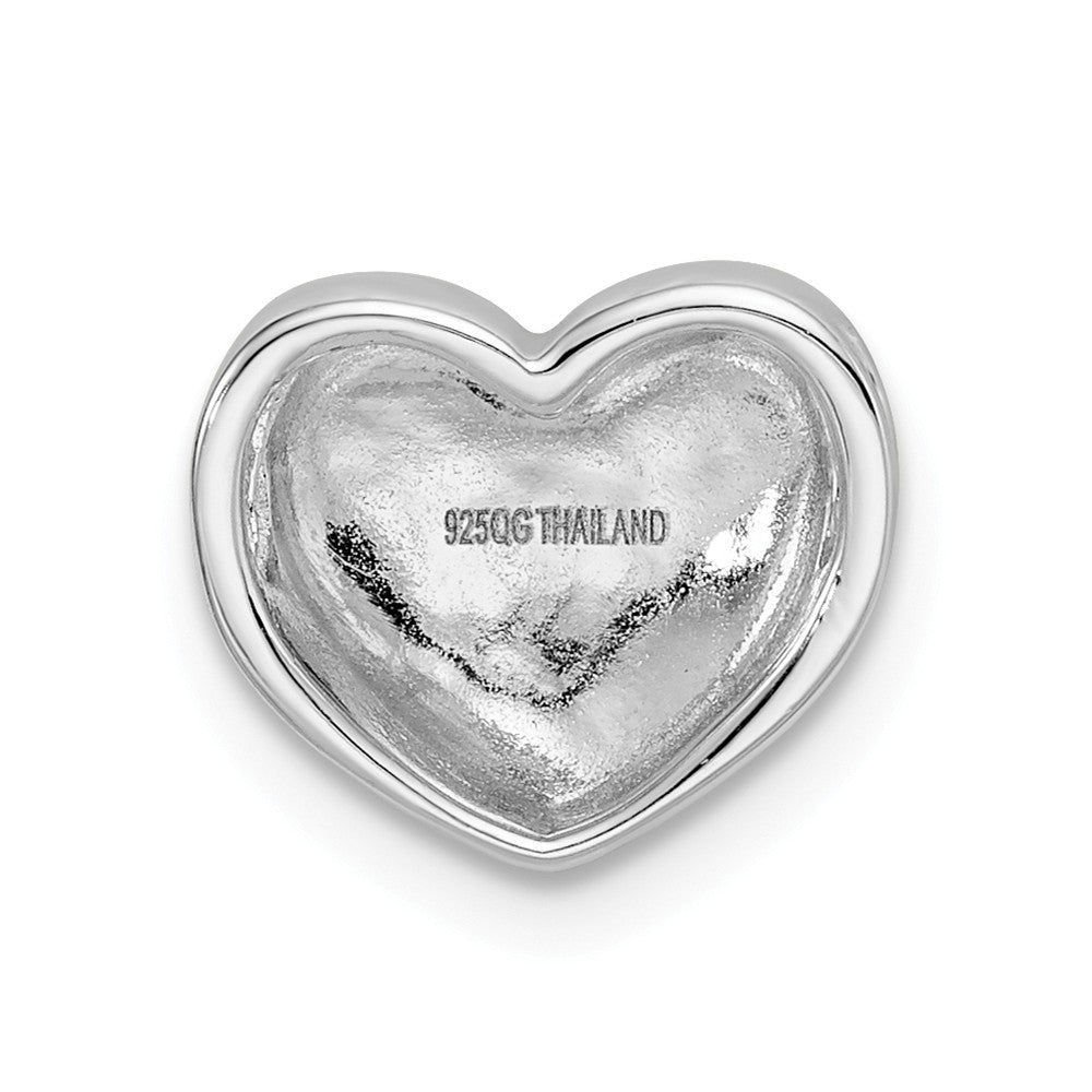 Million Charms 925 Sterling Silver Rhodium-Plated Scratch Finish Heart Chain Slide