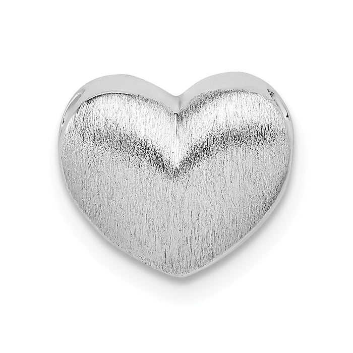 Million Charms 925 Sterling Silver Rhodium-Plated Scratch Finish Heart Chain Slide
