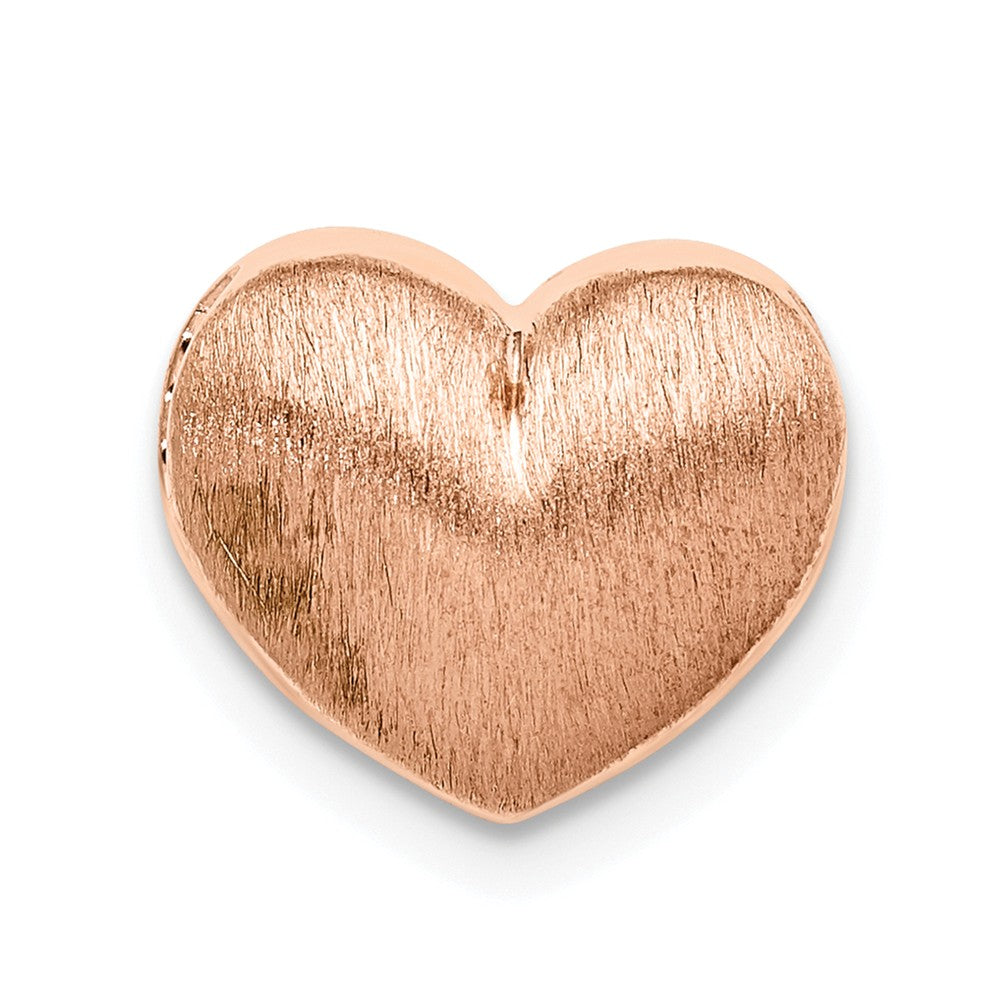 Million Charms 925 Sterling Silver Rose Gold-Plated Scratch Finish Heart Chain Slide