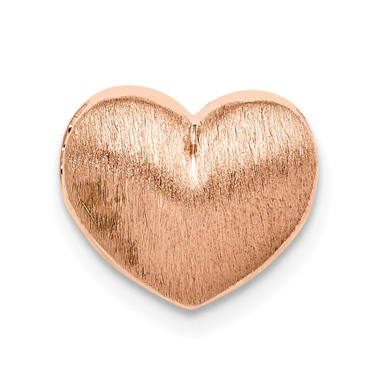 Million Charms 925 Sterling Silver Rose Gold-Plated Scratch Finish Heart Chain Slide