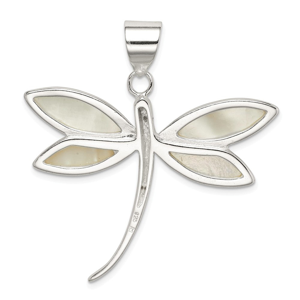 Million Charms 925 Sterling Silver White Shell Dragonfly Pendant