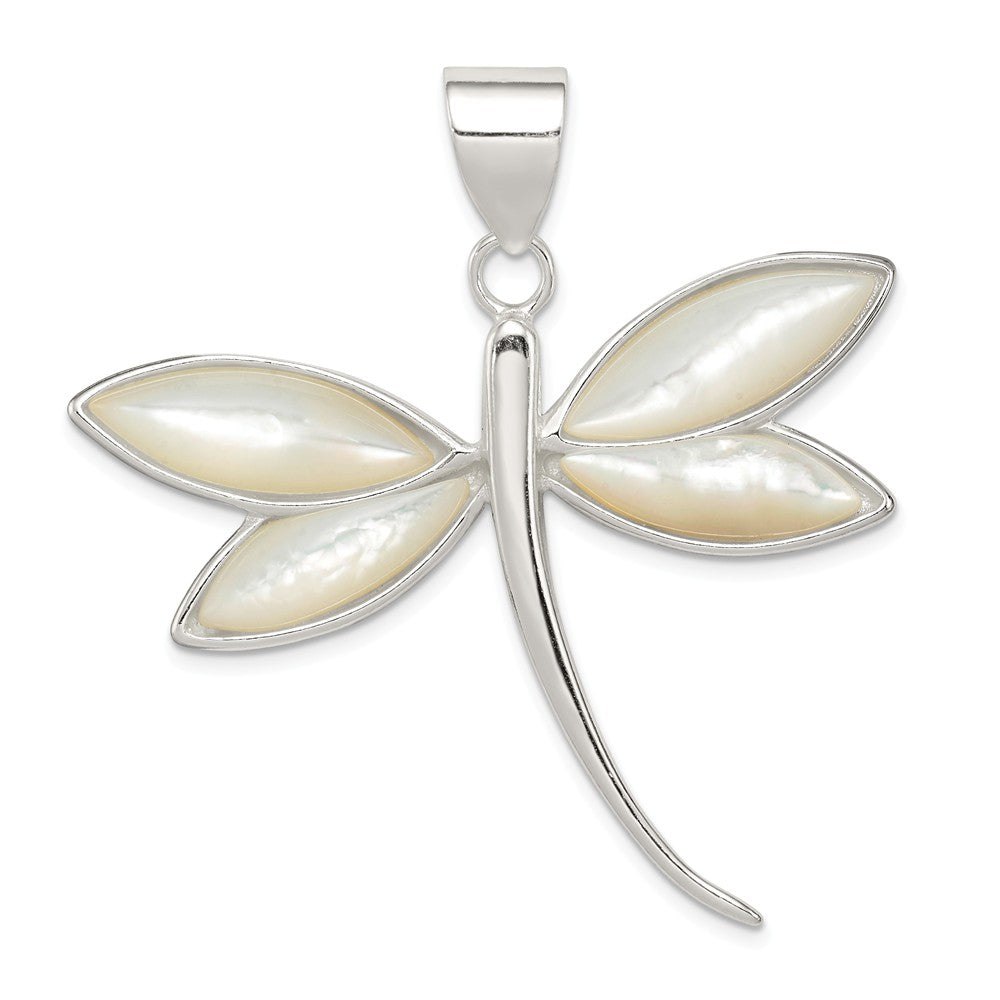 Million Charms 925 Sterling Silver White Shell Dragonfly Pendant