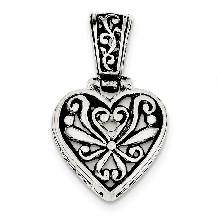 Million Charms 925 Sterling Silver Reversible Mother Of Pearl Heart Pendant