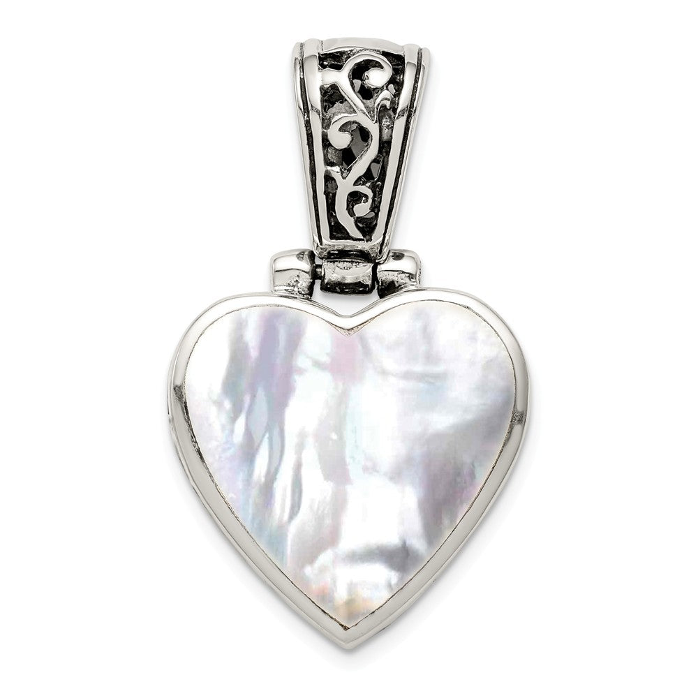 Million Charms 925 Sterling Silver Reversible Mother Of Pearl Heart Pendant