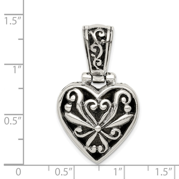 Million Charms 925 Sterling Silver Reversible Mother Of Pearl Heart Pendant