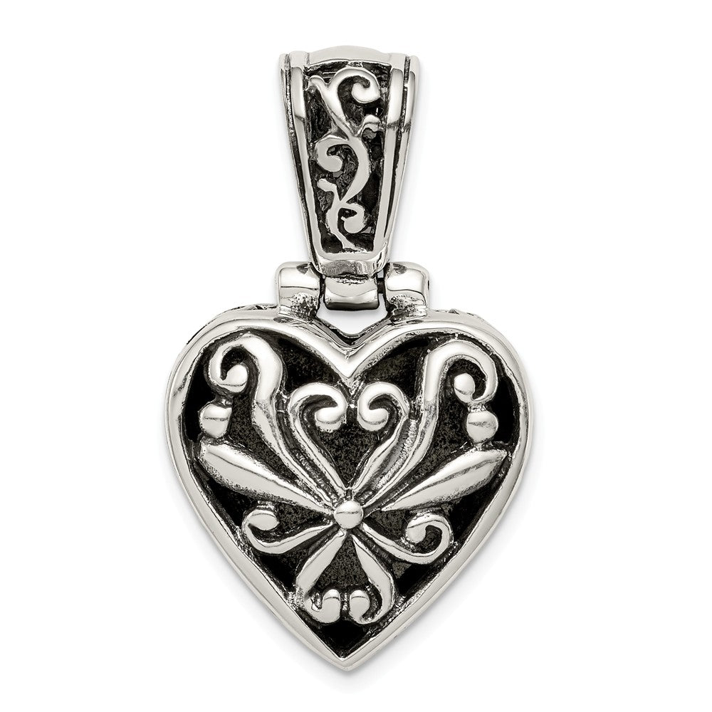 Million Charms 925 Sterling Silver Reversible Mother Of Pearl Heart Pendant