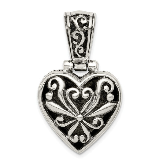 Million Charms 925 Sterling Silver Reversible Mother Of Pearl Heart Pendant