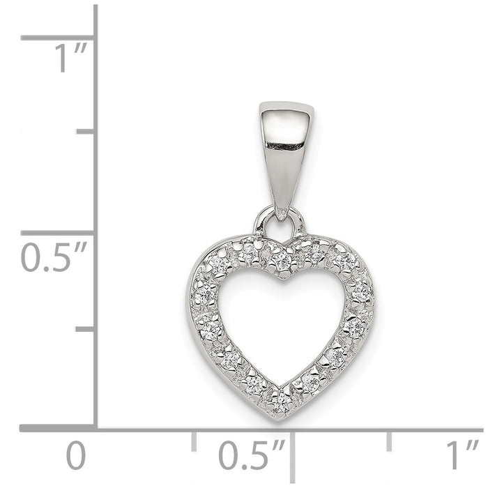 Million Charms 925 Sterling Silver (Cubic Zirconia) CZ Heart Shape Pendant