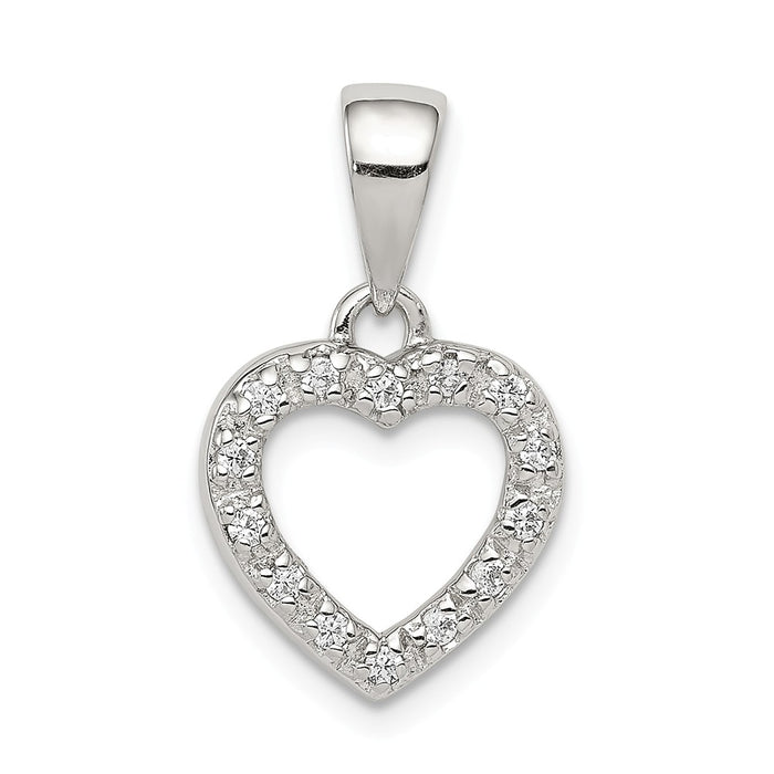 Million Charms 925 Sterling Silver (Cubic Zirconia) CZ Heart Shape Pendant