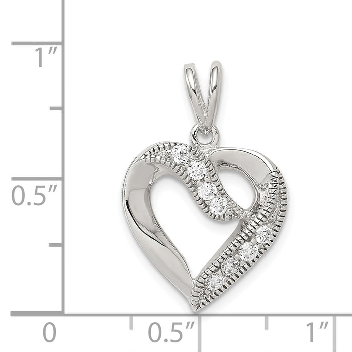 Million Charms 925 Sterling Silver (Cubic Zirconia) CZ Heart Pendant