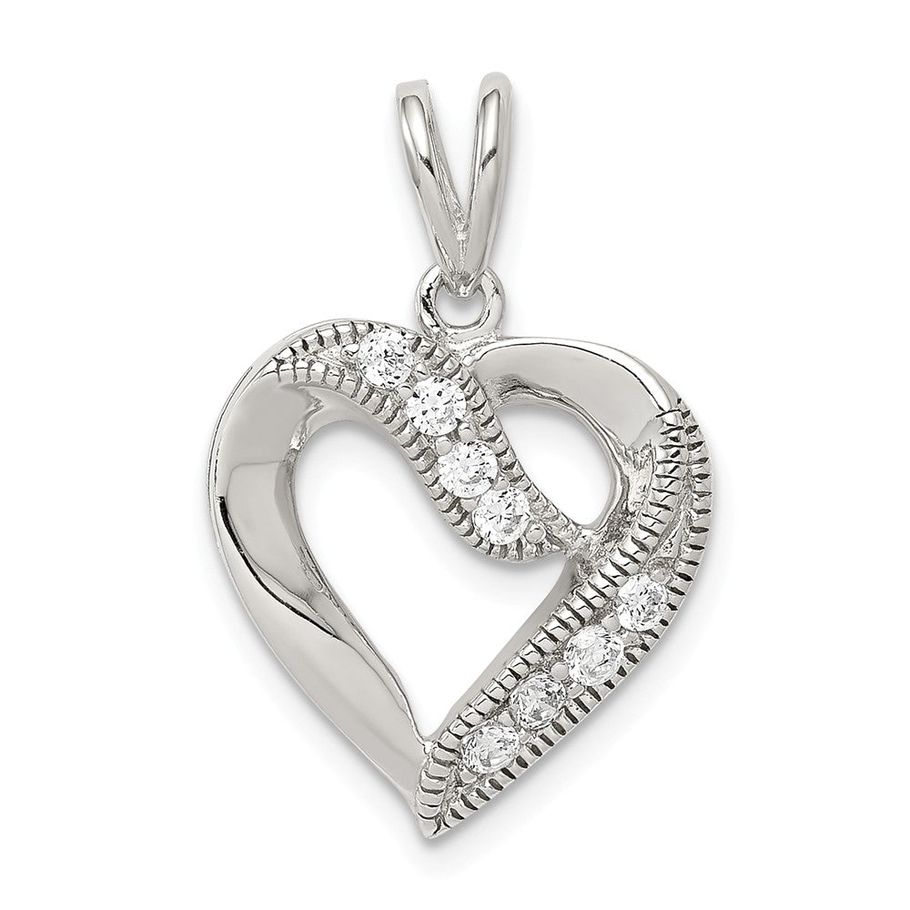 Million Charms 925 Sterling Silver (Cubic Zirconia) CZ Heart Pendant