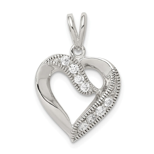 Million Charms 925 Sterling Silver (Cubic Zirconia) CZ Heart Pendant
