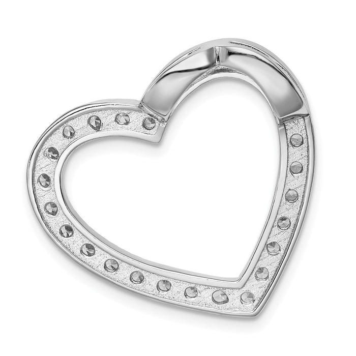 Million Charms 925 Sterling Silver (Cubic Zirconia) CZ Heart Slide Pendant