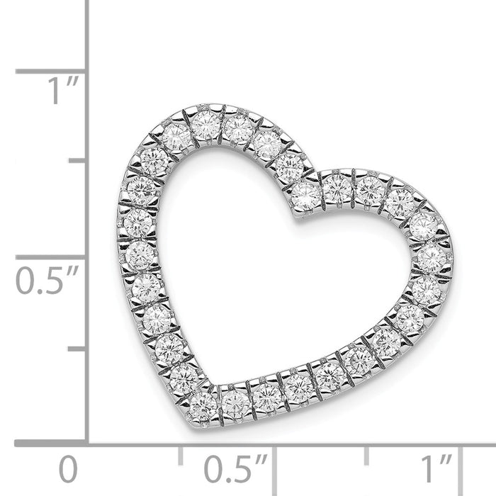 Million Charms 925 Sterling Silver (Cubic Zirconia) CZ Heart Slide Pendant